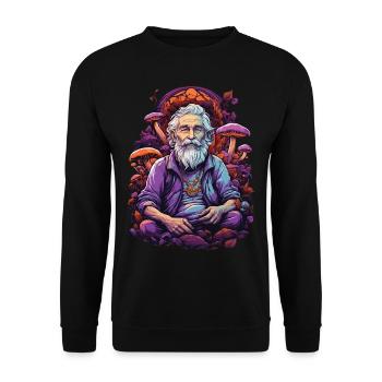 Vivid Colors Woodland Mushrooms Psychedelic Art - Unisex Sweatshirt - black - Front - Alina (178cm) & Michal (187cm)