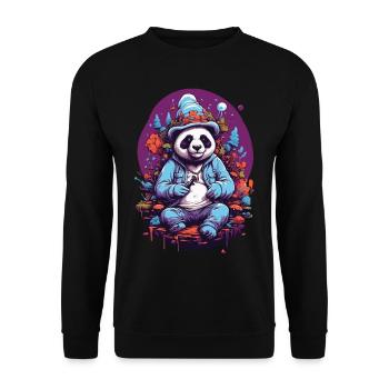 Panda Bear Psychedelic Art Music Forest Mushrooms - Unisex Sweatshirt - black - Front - Alina (178cm) & Michal (187cm)