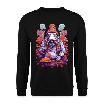 Vivid Colors Music Festival Forest Mushrooms - Unisex Sweatshirt - black - Front - Alina (178cm) & Michal (187cm)