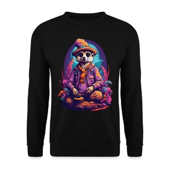 Lebendige Farben Musik Festival Wald Pilze - Unisex Pullover - Schwarz - Vorne - Alina (178cm) & Michal (187cm)