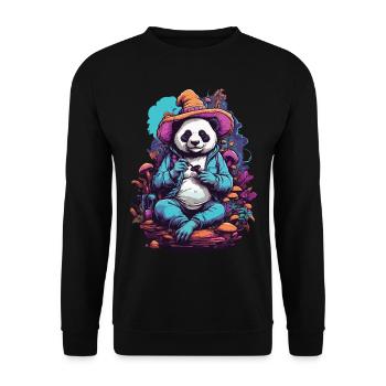 Panda Bear Art psychédélique Champignons de la forêt Festival de musique - Sweat-shirt Unisexe - noir - Devant - Alina (178cm) & Michal (187cm)
