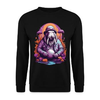 Vivid Colors Woodland Mushrooms Psychedelic Art - Unisex Sweatshirt - black - Front - Alina (178cm) & Michal (187cm)