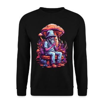 Wald Pilze Psychedelic Art Musik Festival Goa - Unisex Pullover - Schwarz - Vorne - Alina (178cm) & Michal (187cm)