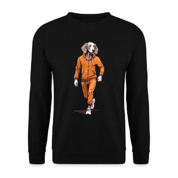 Weimaraner Beim Joggen Motiv - Unisex Pullover - Schwarz - Vorne - Alina (178cm) & Michal (187cm)