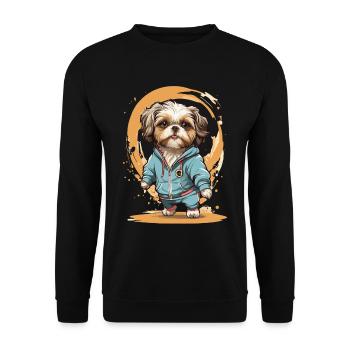 Joggen Mit Deinem Shih Tzu Begleiter - Unisex Pullover - Schwarz - Vorne - Alina (178cm) & Michal (187cm)