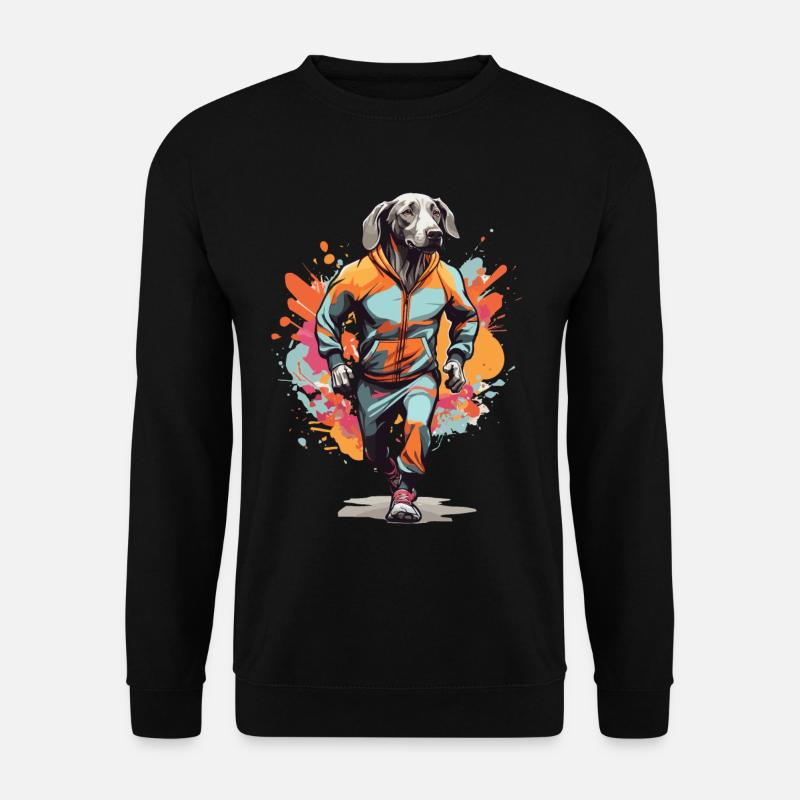Weimaraner Ästhetisches Streetwear Joggen - Unisex Pullover - Schwarz