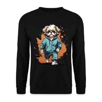 Shih Tzu Streetwear Jogging Aesthetic Fitness - Unisex Sweatshirt - black - Front - Alina (178cm) & Michal (187cm)