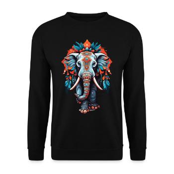 Elefant Spirituelles Mandala Traumfänger Design - Unisex Pullover - Schwarz - Vorne - Alina (178cm) & Michal (187cm)