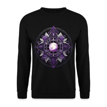 Mond Mandala Design Ästhetisches Spirituelles - Unisex Pullover - Schwarz - Vorne - Alina (178cm) & Michal (187cm)