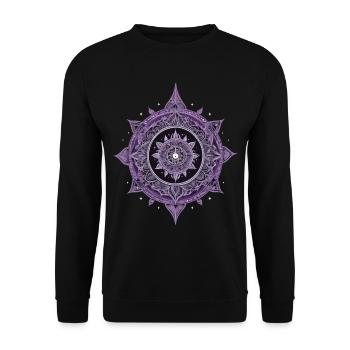 Mandala Design Ästhetisches Muster Spirituelles - Unisex Pullover - Schwarz - Vorne - Alina (178cm) & Michal (187cm)