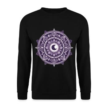 Mond Mandala Design Ästhetisches Muster - Unisex Pullover - Schwarz - Vorne - Alina (178cm) & Michal (187cm)