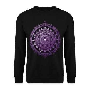 Mandala Design Ästhetisches Muster Spirituelles - Unisex Pullover - Schwarz - Vorne - Alina (178cm) & Michal (187cm)
