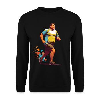 Funny Overweight Runner Fitness - Unisex Sweatshirt - black - Front - Alina (178cm) & Michal (187cm)