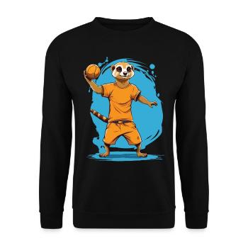 Joueur de handball Meerkat Esthétique Streetwear - Sweat-shirt Unisexe - noir - Devant - Alina (178cm) & Michal (187cm)
