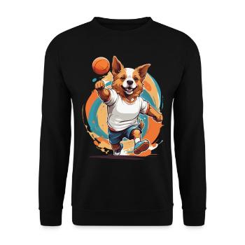 Cute dog handball player streetwear - Unisex Sweatshirt - black - Front - Alina (178cm) & Michal (187cm)