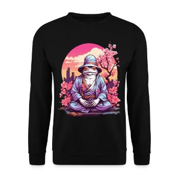 Asia Frog Streetwear Aesthetic Design - Unisex Sweatshirt - black - Front - Alina (178cm) & Michal (187cm)