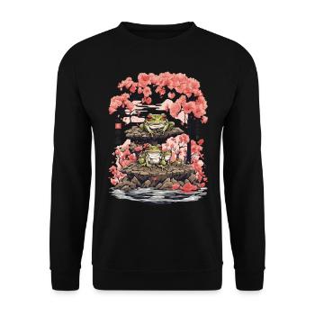 Frog Streetwear Aesthetic Vintage Design - Unisex Sweatshirt - black - Front - Alina (178cm) & Michal (187cm)