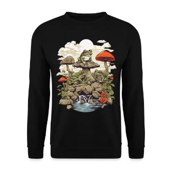 The Frog Streetwear Aesthetic Vintage Design - Unisex Sweatshirt - black - Front - Alina (178cm) & Michal (187cm)