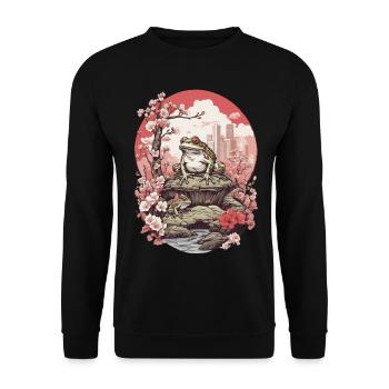 Frog Streetwear Aesthetic Design - Unisex Sweatshirt - black - Front - Alina (178cm) & Michal (187cm)