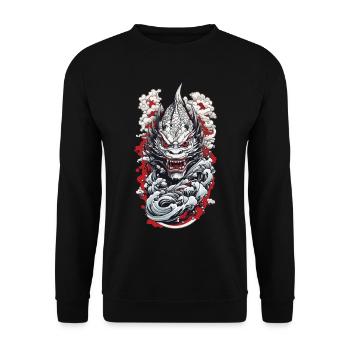 Monstre de mer esthétique Yokai Oni Japon Vintage - Sweat-shirt Unisexe - noir - Devant - Alina (178cm) & Michal (187cm)