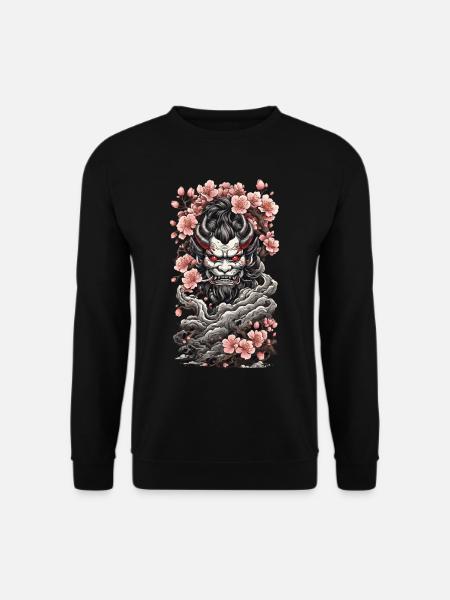 Kirschblüten Yokai Oni Vintage Japan - Unisex Pullover - Schwarz