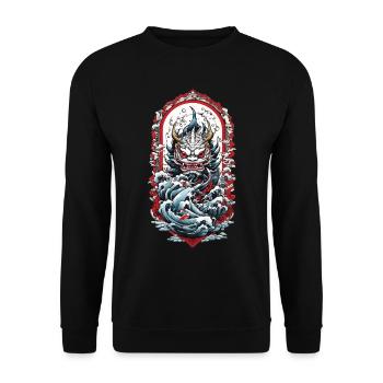 Sea Monster Aesthetics Yokai Japanese Demon - Unisex Sweatshirt - black - Front - Alina (178cm) & Michal (187cm)