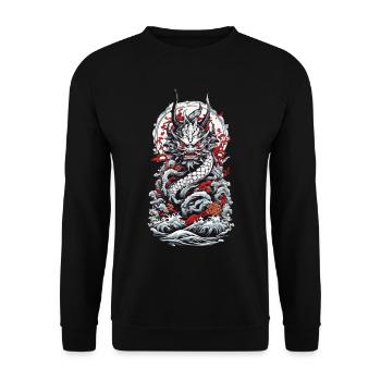 Sea Monster Aesthetic Yokai Japanese Oni - Unisex Sweatshirt - black - Front - Alina (178cm) & Michal (187cm)