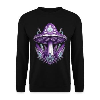 Plume Mandala champignons spirituel Dream Catcher - Sweat-shirt Unisexe - noir - Devant - Alina (178cm) & Michal (187cm)
