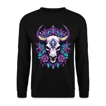 Bull Skull Feather Mandala Spiritual Design - Unisex Sweatshirt - black - Front - Alina (178cm) & Michal (187cm)