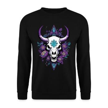Bull Skull Feather Mandala Spiritual Design - Unisex Sweatshirt - black - Front - Alina (178cm) & Michal (187cm)