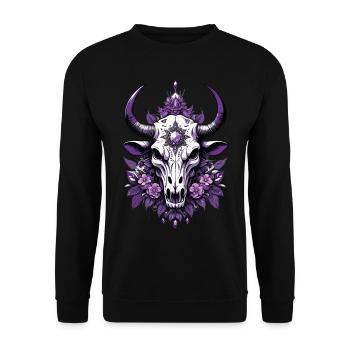 Feather Mandala Skull Spiritual Design - Unisex Sweatshirt - black - Front - Alina (178cm) & Michal (187cm)
