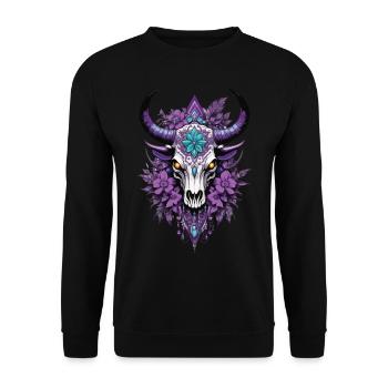 Bull Skull Feather Mandala Spiritual Design - Unisex Sweatshirt - black - Front - Alina (178cm) & Michal (187cm)