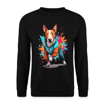 Bull Terrier Streetwear Jogging Aesthetic Style - Unisex Sweatshirt - black - Front - Alina (178cm) & Michal (187cm)