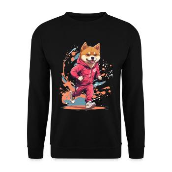 Shiba Dog Streetwear Jogging & Aesthetic Style - Unisex Sweatshirt - black - Front - Alina (178cm) & Michal (187cm)