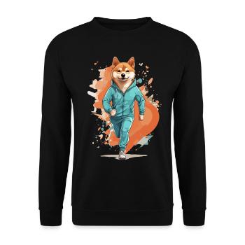 Shiba Chien Streetwear Jogging Style Esthétique - Sweat-shirt Unisexe - noir - Devant - Alina (178cm) & Michal (187cm)