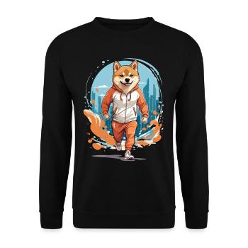 Shiba Dog Streetwear Jogging Aesthetic Fitness - Unisex Sweatshirt - black - Front - Alina (178cm) & Michal (187cm)