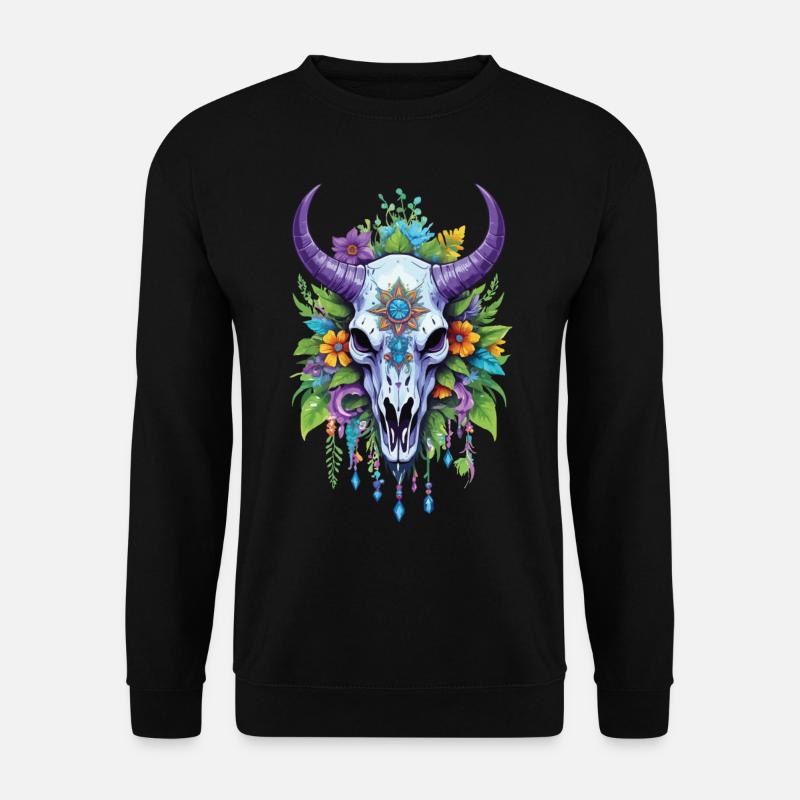 Spiritual Mandala with Bull Skull - Unisex Sweatshirt - black