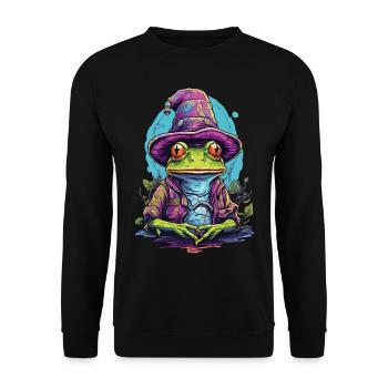 Grenouille mystique avec chapeau magique - Sweat-shirt Unisexe - noir - Devant - Alina (178cm) & Michal (187cm)