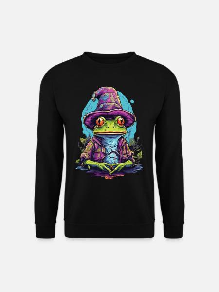 Mystic frog with magic hat - Unisex Sweatshirt - black