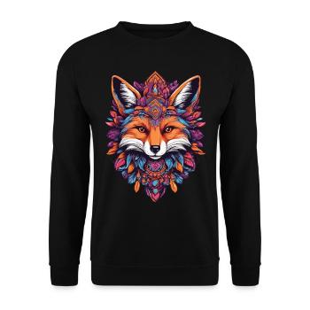 Spiritual Mandala Fox Dream Catcher Design - Unisex Sweatshirt - black - Front - Alina (178cm) & Michal (187cm)
