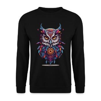 Owl Spiritual Mandala Dream Catcher Design - Unisex Sweatshirt - black - Front - Alina (178cm) & Michal (187cm)