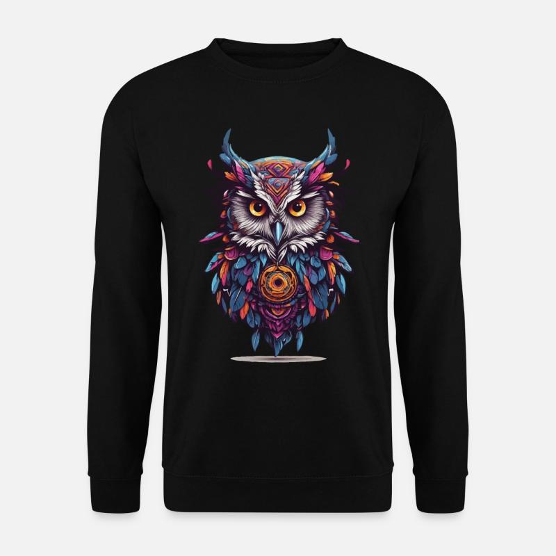 Eule Spirituelles Mandala Traumfänger Design - Unisex Pullover - Schwarz