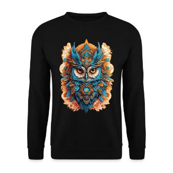 Eule Spirituelles Mandala Tier Traumfänger Design - Unisex Pullover - Schwarz - Vorne - Alina (178cm) & Michal (187cm)