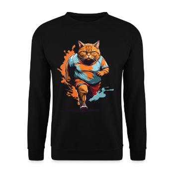 Funny fat cat streetwear jogging look - Unisex Sweatshirt - black - Front - Alina (178cm) & Michal (187cm)