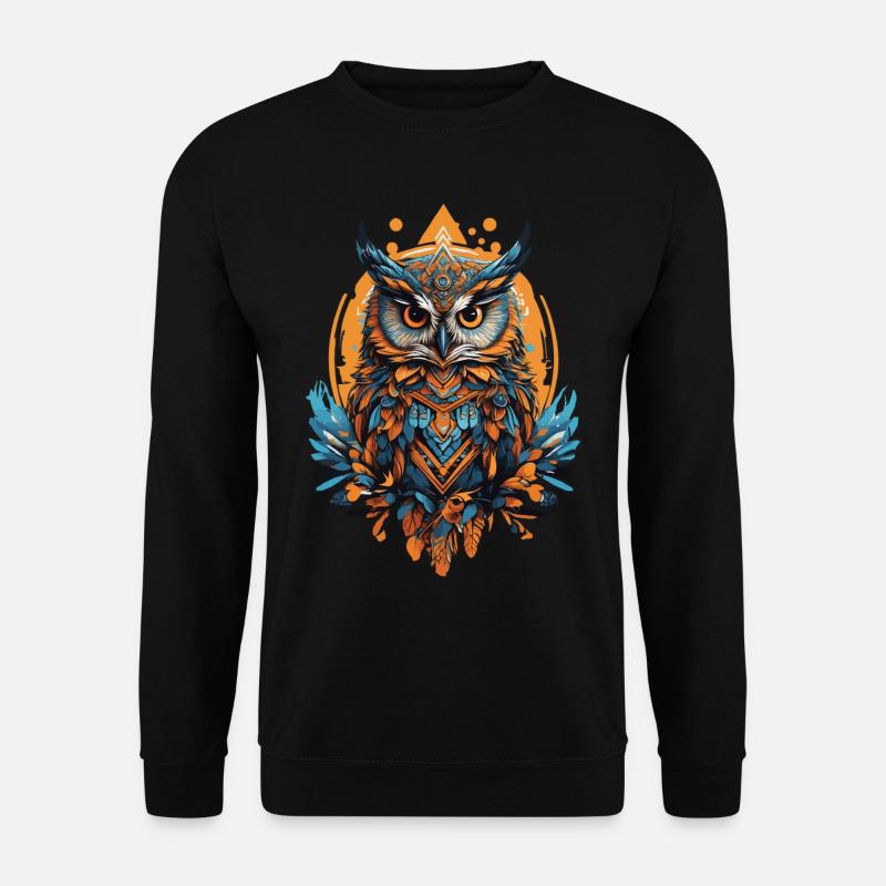 Eule Spirituelles Mandala Tier Traumfänger - Unisex Pullover - Schwarz