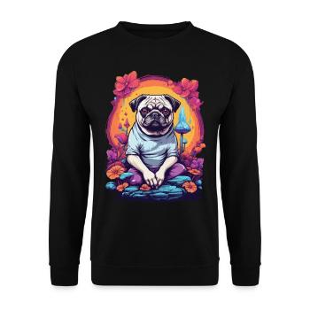 Pug Dog Festival de musique de champignons forestiers psychédéliques - Sweat-shirt Unisexe - noir - Devant - Alina (178cm) & Michal (187cm)