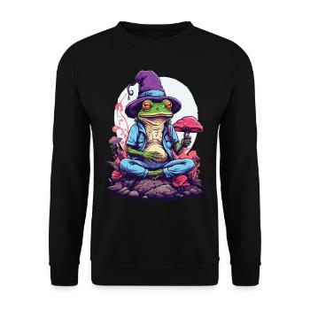 Magic Frog Psychedelic Art Forest Mushrooms - Unisex Sweatshirt - black - Front - Alina (178cm) & Michal (187cm)