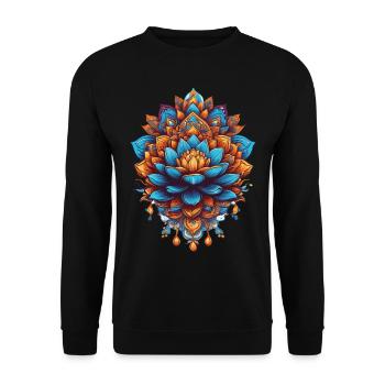 Plume Mandala Fleur de Vie Conception Spirituelle - Sweat-shirt Unisexe - noir - Devant - Alina (178cm) & Michal (187cm)