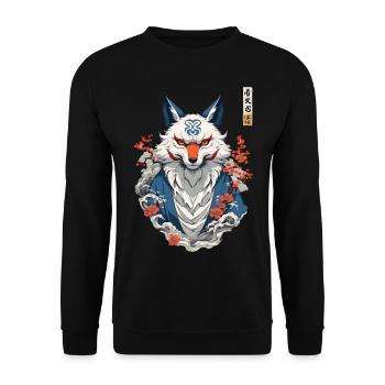 Kitsune Fox Spirit Esthétique Yokai Japon Art - Sweat-shirt Unisexe - noir - Devant - Alina (178cm) & Michal (187cm)