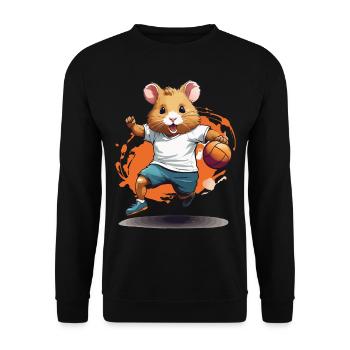 Cute hamster handball player streetwear - Unisex Sweatshirt - black - Front - Alina (178cm) & Michal (187cm)